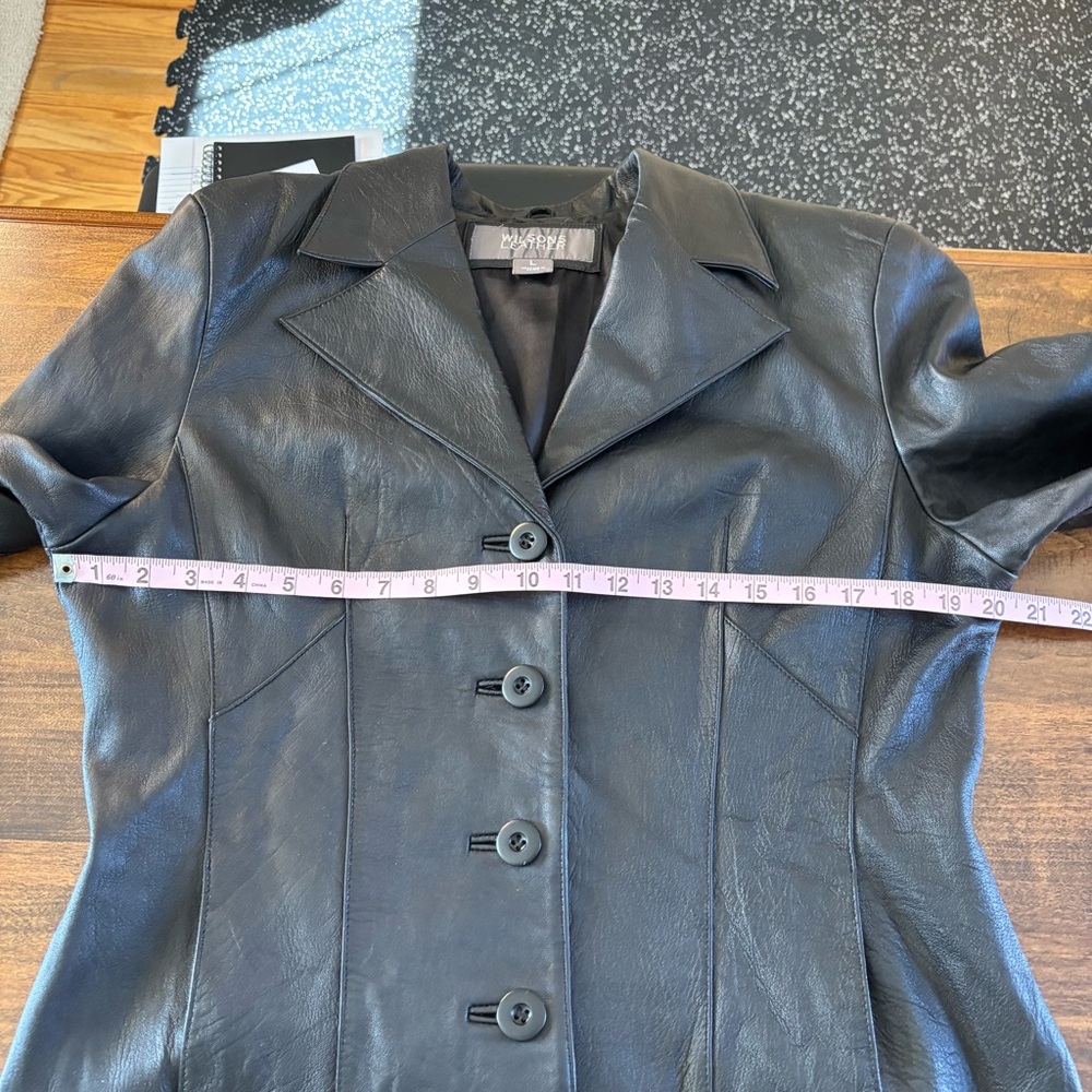Wilson Leather Jacket Black Button Up Large - Picture 8 of 13